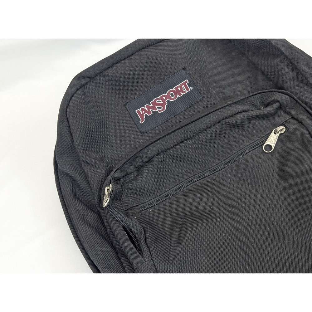 JanSport Backpack Black Nylon Suede Leather School Y2K Adjustable Collage - Picture 7 of 10